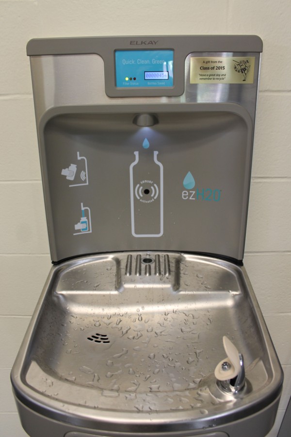 The new hydration station is able to track the amount of plastic water bottles the school will save by filling up old ones using the station.