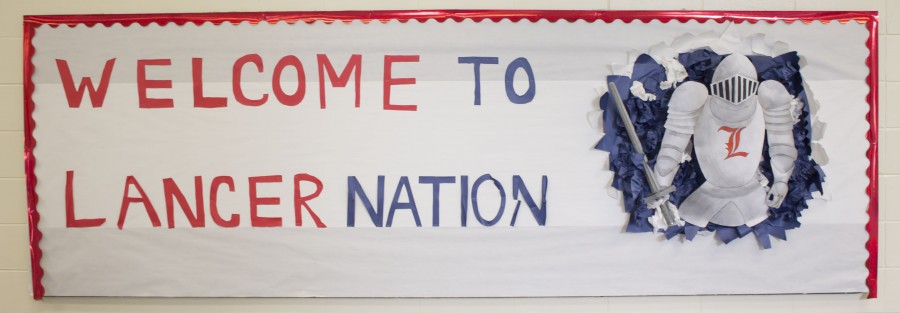 Returning students and incoming freshmen are welcomed to Londonderry High School with a unique bulletin board designed by Alesandra Bernadini. The Student Council board members constructed the board on Tuesday, August 25.
