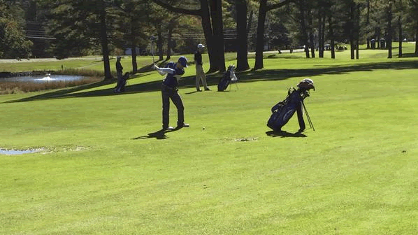 Senior captain Dan Plevas strong swing earns him a score of 79 at last Thursdays team state tournament. This score qualified him for a spot in todays individual state tournament also at Hanover Country Club.  