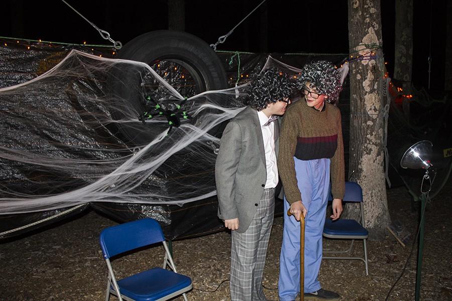 Last year, drama club members Brendan Schabhetl and Ben Dionne dressed up like a grandma and grandpa to entertain people while they waited in line for Haunted Woods. 
