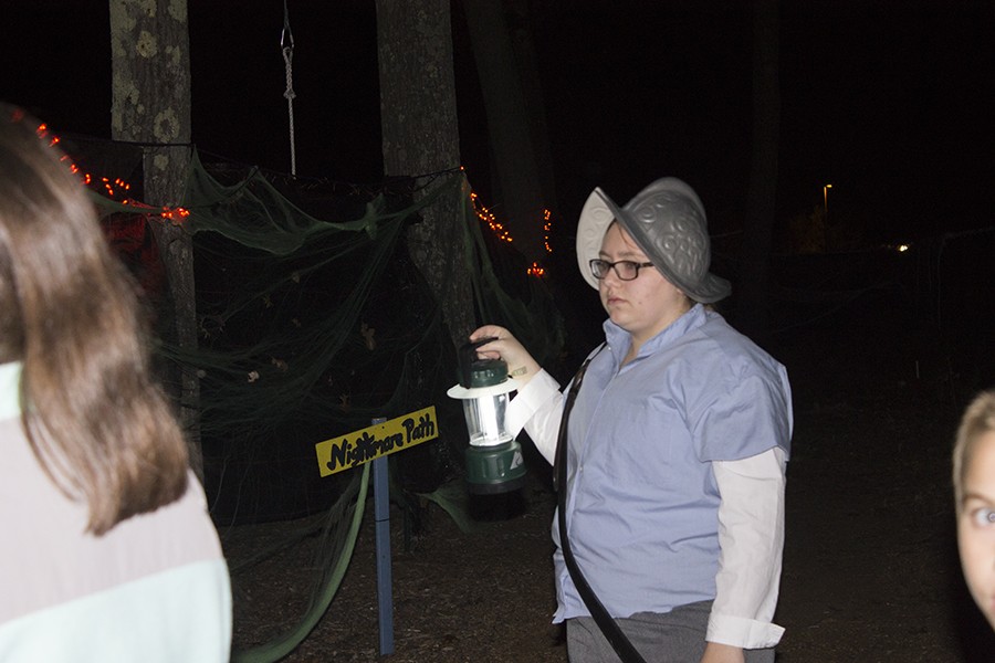 Senior tour guide Libby Keller was one of the tour guides who led their terrified audience through the dark and scary woods.