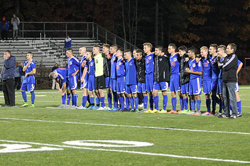 The team unites while penalty kicks are shot. These final moments determined who was heading to the championship.