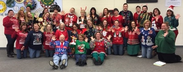 Teachers try to outdo one another in who could wear the best ugly sweater this past Wednesday.