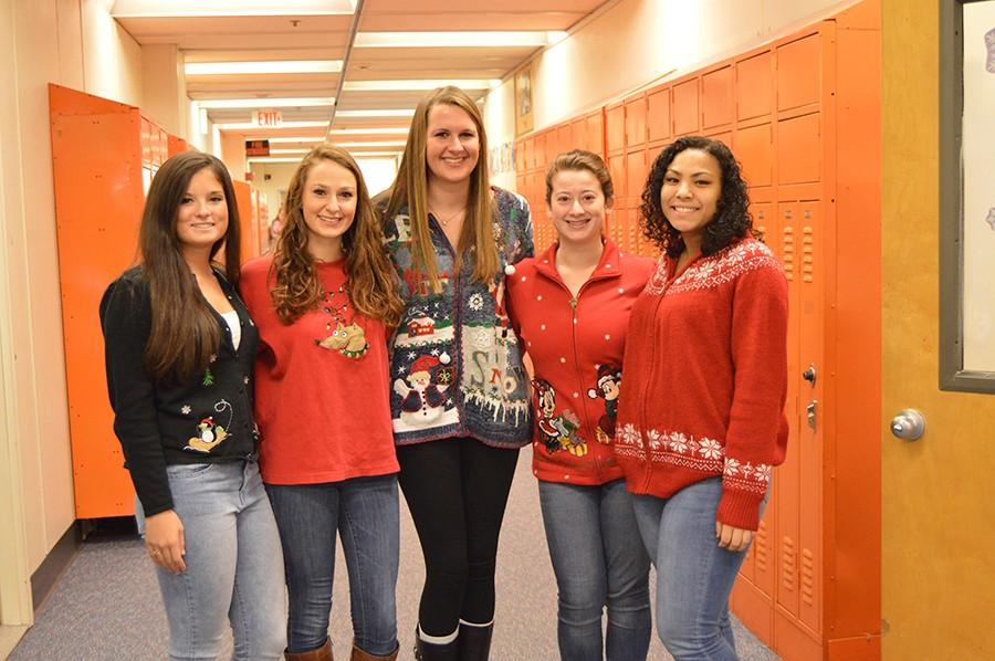 Seniors Olivia Travaglini, Maddie Havener, Andrea Stevens, Samantha Board and Steph Colon.