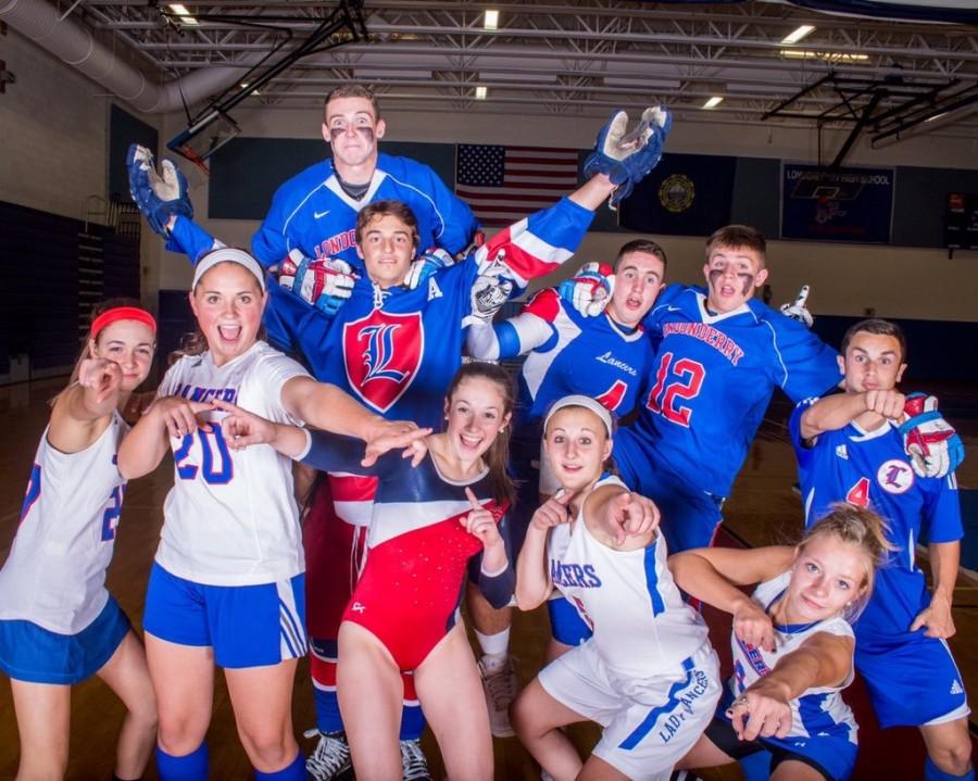 The Athletic Leadership Council poses for a picture during their sports action photo shoot taken by Floki Design