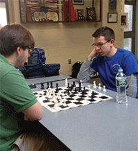 Seniors Mike Sweet and Nate Livernois practice for one of their upcoming matches.