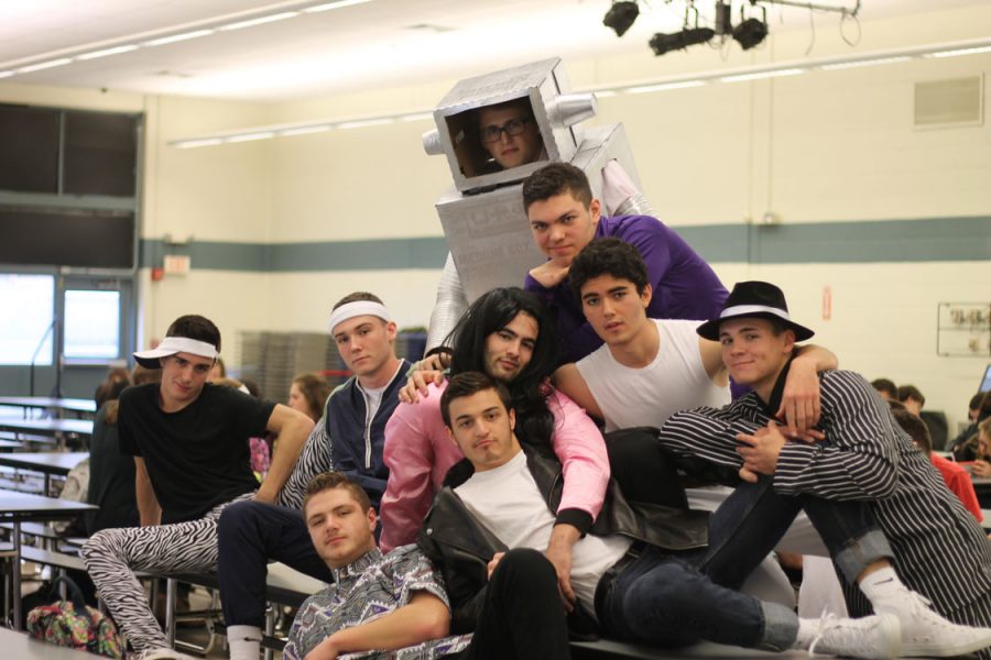 Last years Mr. LHS candidates in their group dance costumes.