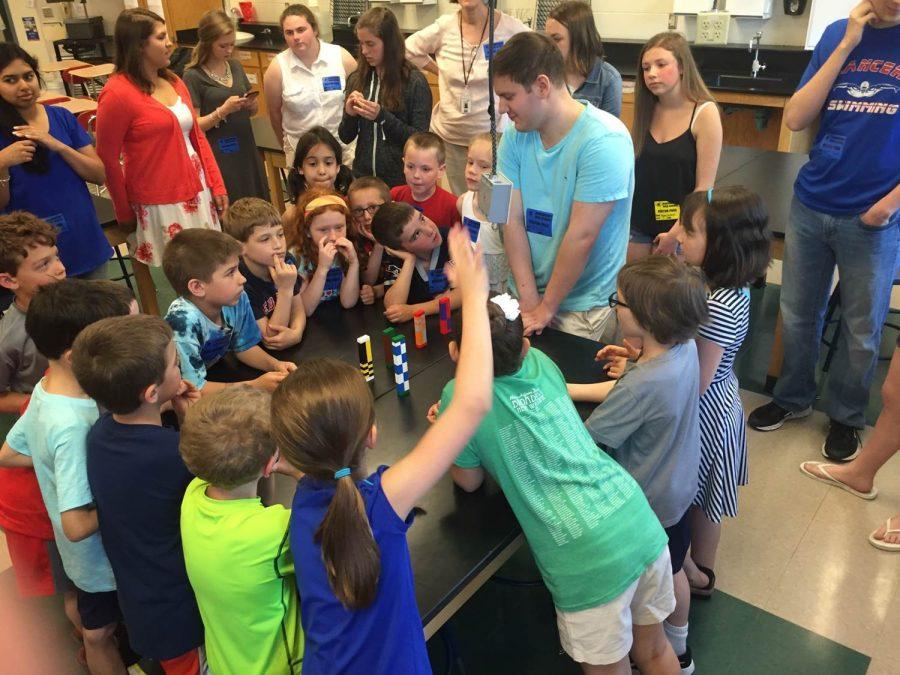 Students teach first graders during Science Day