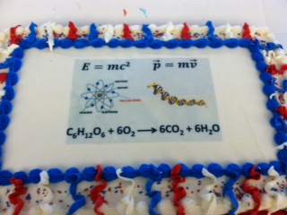 After the ceremony, snacks were served including a science cake made by Mr. Cariello.