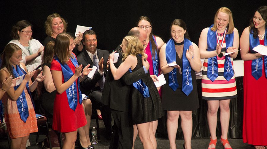 Senior+Jill+Hoffman+and+teacher+Mr.+Choquette.