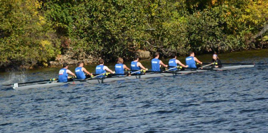 The Lancer crew team paddles their way to the finish line in one of last years races. The team will look to continue to grow the program, as they come off a successful first year. 