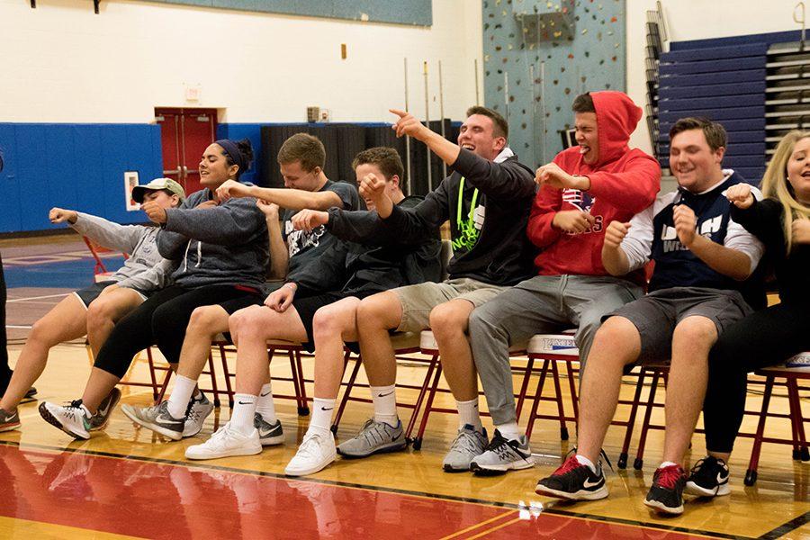 2017 seniors participate in the annual hypnotist show last year.