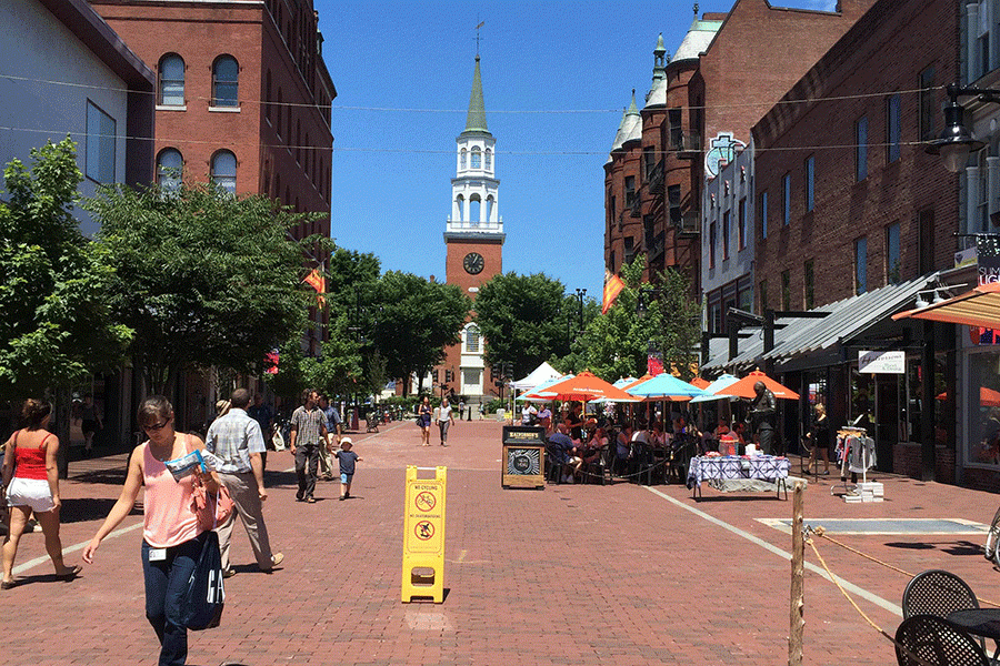 Church Street Marketplace is a main attraction in Burlington. It features  a multitude of restaurants and stores where students can spend their free time. 