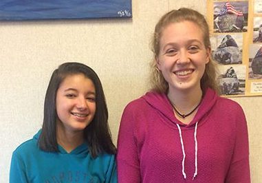 Freshmen Kara Gl (left) and Molly Lagasse (right) talk about how middle school prepared them for high school and the differences between each school. 


