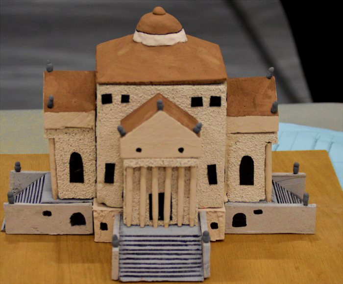 Freshman Lea Baums model of the Villa Rotunda.