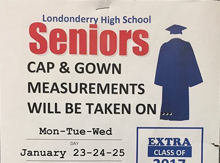 Senior cap and gown measurements to be taken