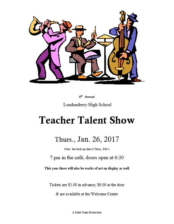 Teacher talent show to be held 1/26