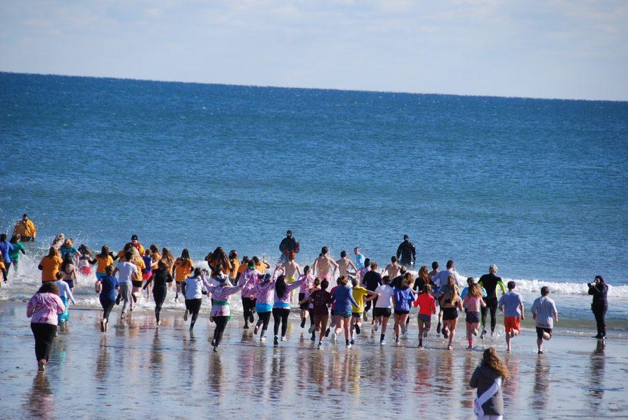 Students and teachers taking the plunge.