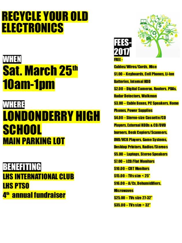 The official recycling fundraiser flyer and fees.