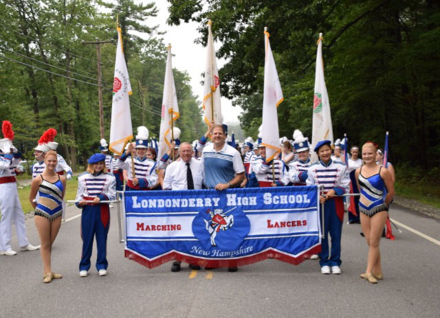 Morgan Torre (Left) and Emily Cowette (Right) lead the LHS marching band at the Old Homes parade on August 24th. 