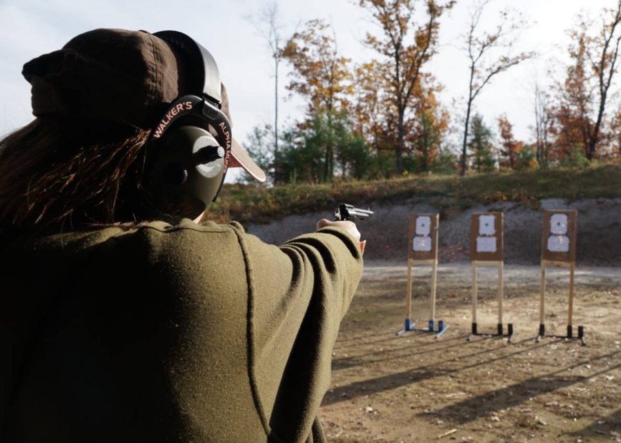 Steady breathing in and out steadies my hand as I aim for the target ahead of me and pull the trigger of a .22 revolver. As an addition to the Women’s Defense League of NH’s Inaugural Basic Pistol Class taught at the Londonderry Fish and Game Club, women were given the chance to shoot a .22 revolver after having learned the basics of shooting on a .22 Sig pistol.