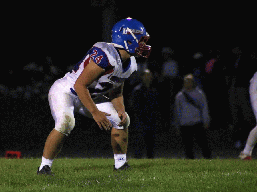 Senior outside linebacker #24 Jake Dionne is back on the field after getting injured earlier this season. This football captain will help lead his team during this weekends playoff game against Salem.