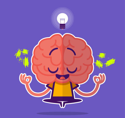 cartoon-meditation-brain-vector-material