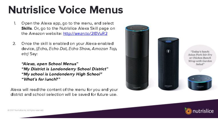 A personalized Alexa feature for LHS: Whats for lunch?