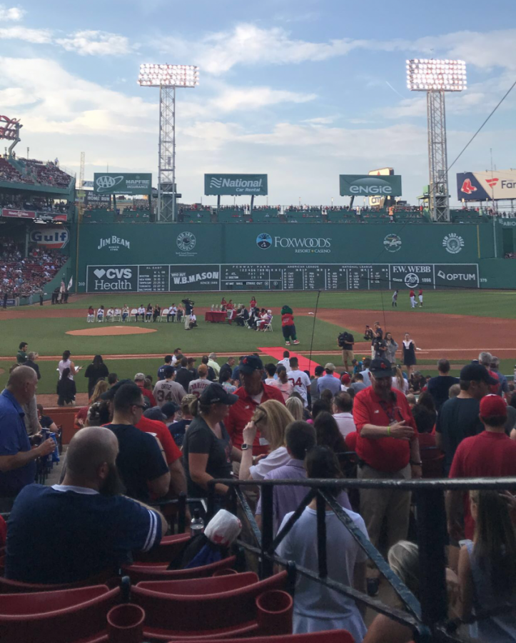 Fenway Park, home of the Red Sox, filling up before their game against the Atlanta Braves.