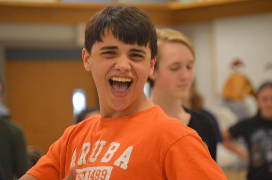  Junior Timothy Costello rehearses the dance from last year. 