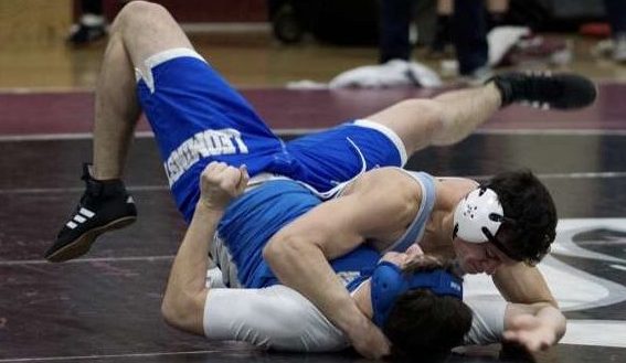 Del Signore taking down his opponent at the Chelmsford Invitational tournament.