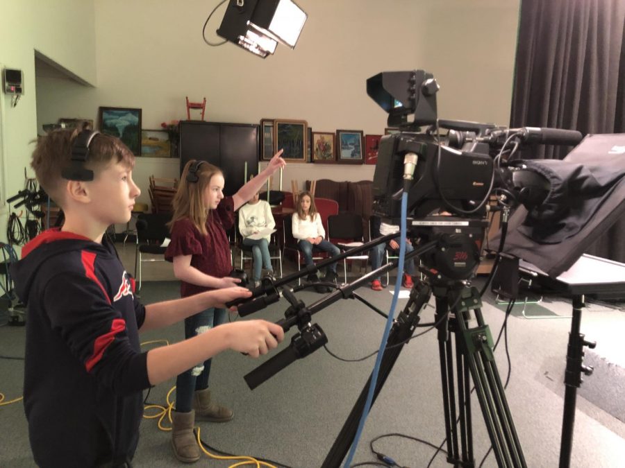 Matthew Thornton students in Miss Justers class get the chance to work behind and in front of cameras to produce their original newscasts.