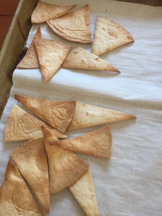 Pictured are the baked tortilla chips.