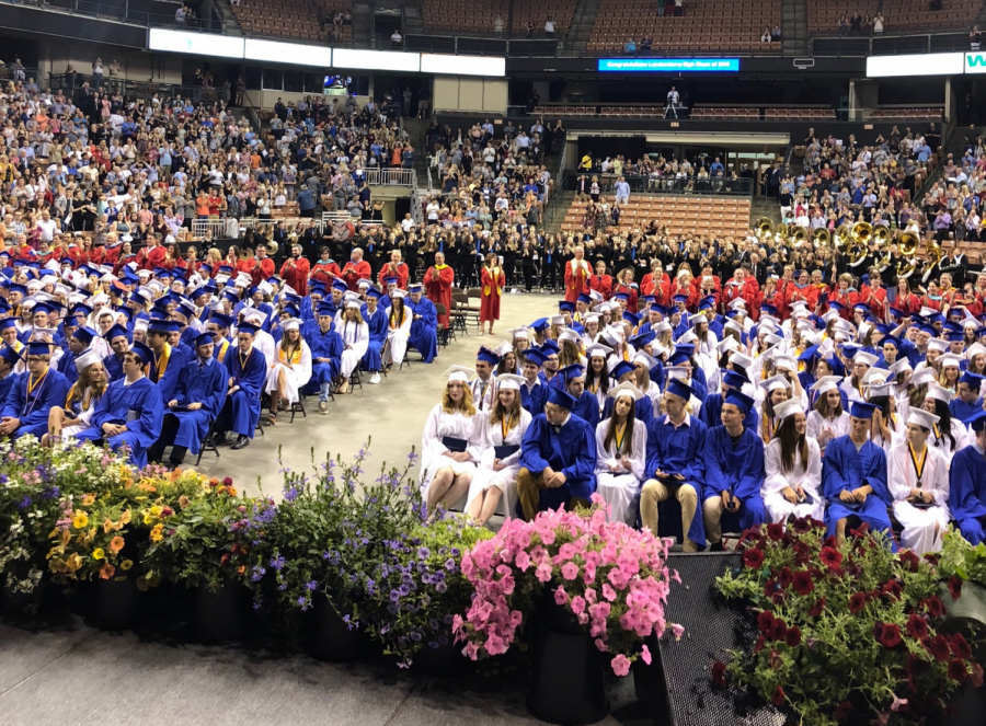 The+College+Board+plans+to+offer+scholarship+money+to+the+graduating+class+of+2020.+Pictured+here+is+the+LHS+graduating+class+of+2018.