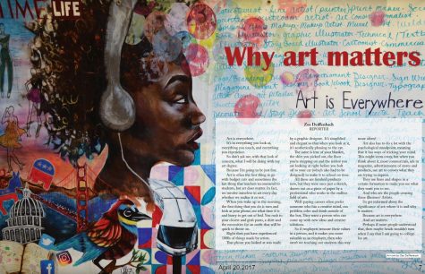 The article Why Art Matters was originally published in the April 2017 edition of The Lancer Spirit magazine. The full poster of this image, created by Zoe Deiffenbach, is located by the stairs next to classroom 420.