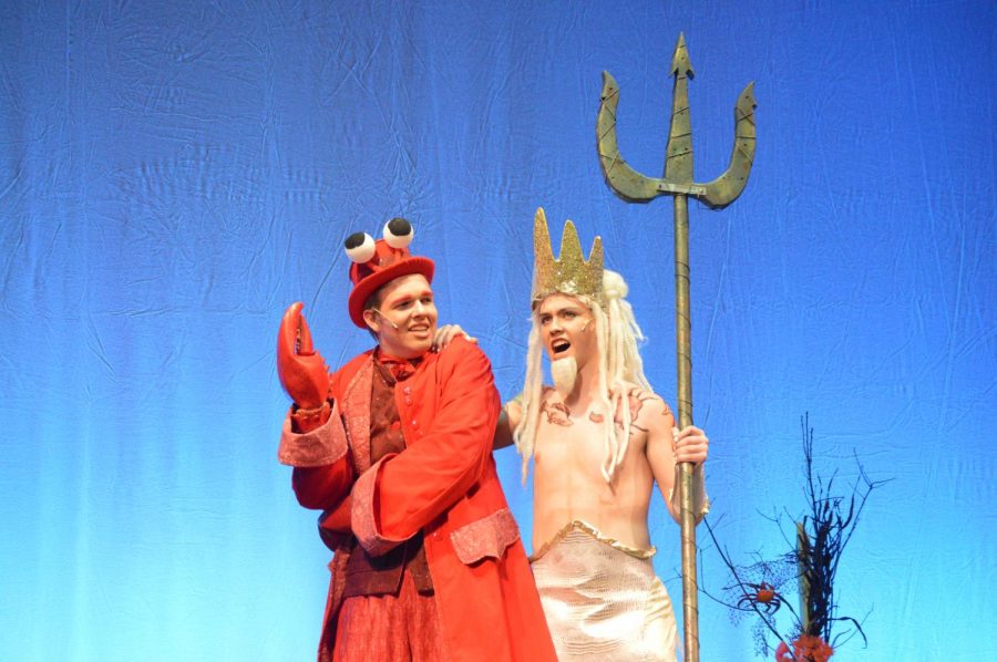 Two drama club members perform in their show of The Little Mermaid in April of 2018.