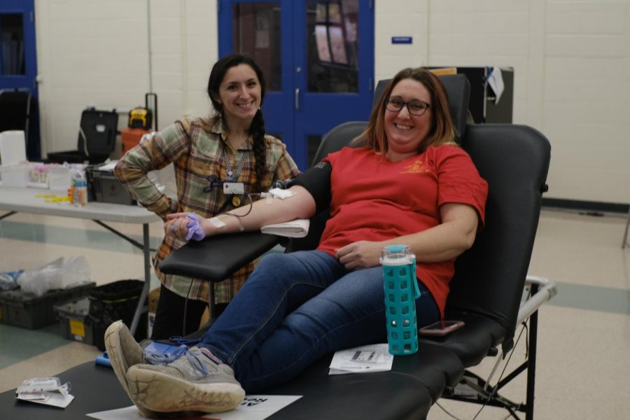 A Londonderry citizen gives blood at Brian Sullivans blood drive. 