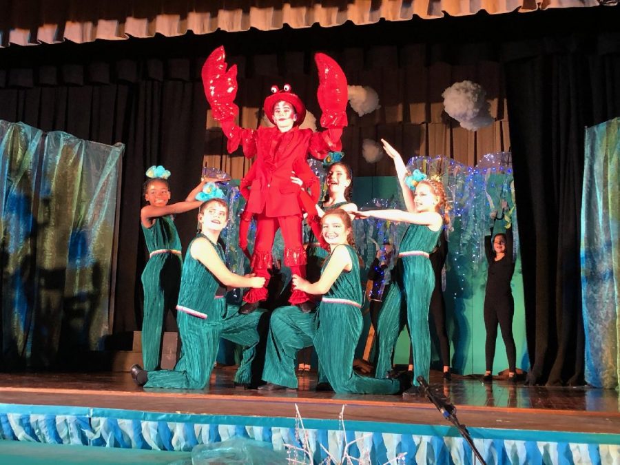 Carter Blanco, who played Sebastian, takes his final pose after singing the iconic Disney showtune “Under the Sea”.