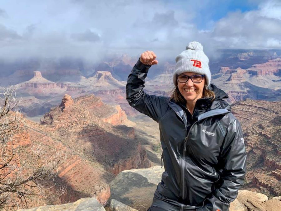 Michelle flexes over the Grand Canyon during her last trip to Arizona