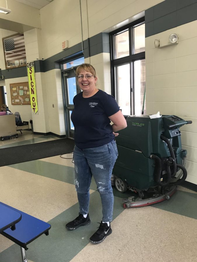 Casey surveys the cafeteria during her lunch duty.