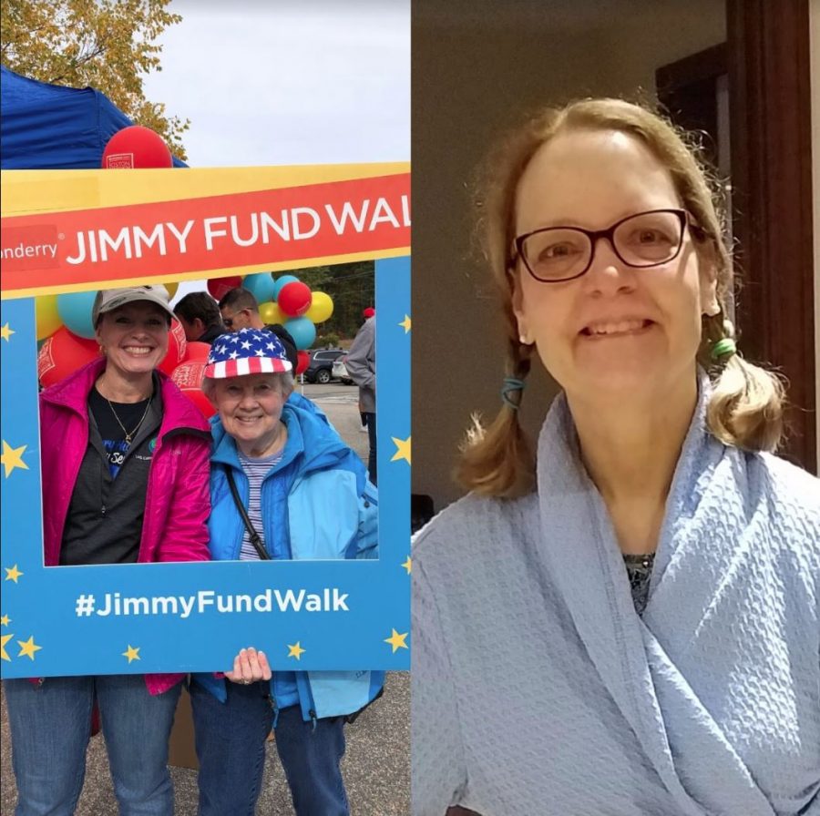 Social studies teachers and Community Service Club advisers Mrs. Wakelin and Mrs. Marzik have inspired countless young women in the Londonderry community. Wakelin (left) stops for a photo during the annual Jimmy Fund Walk in Londonderry. Marzik (right) smiles for Pajama Day during Spirit Week.