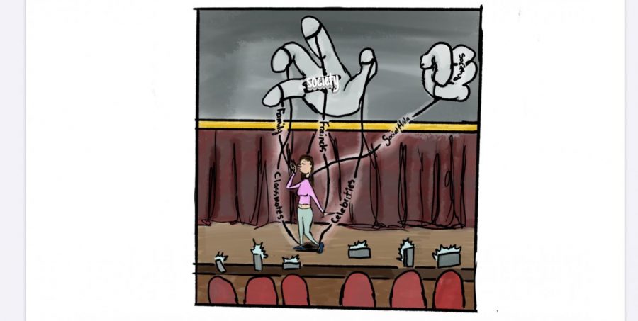 A depiction of what it is like for a woman in the modern day world.