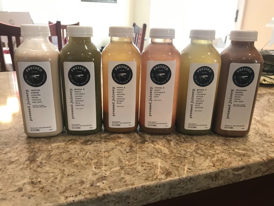 The cleanse included six juices, with a variety of flavors.