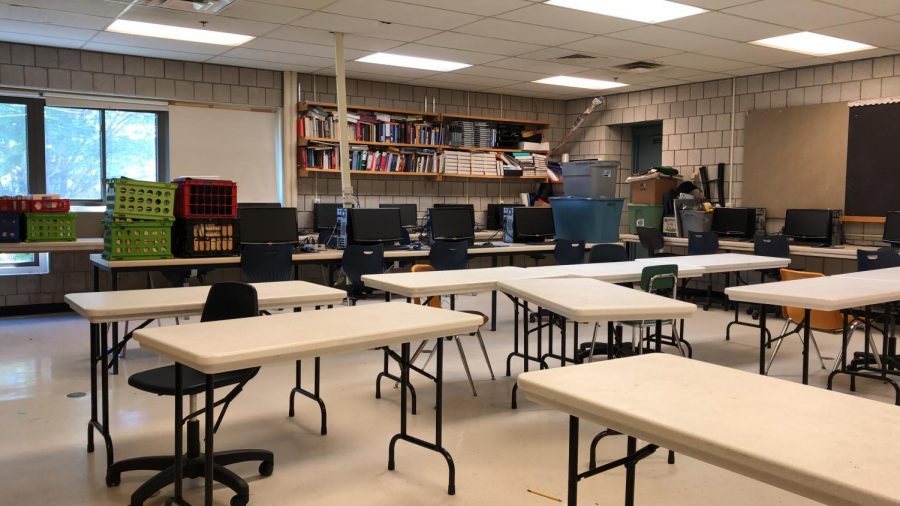 Students, staff and community members have a lot of questions and concerns about what school will look like in the fall. One concern is how to keep students 3-6 ft. apart in a classroom setting such as this.