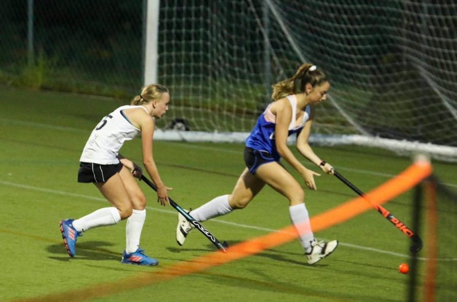 Senior Jenna Madigan dominating the field during a late night game