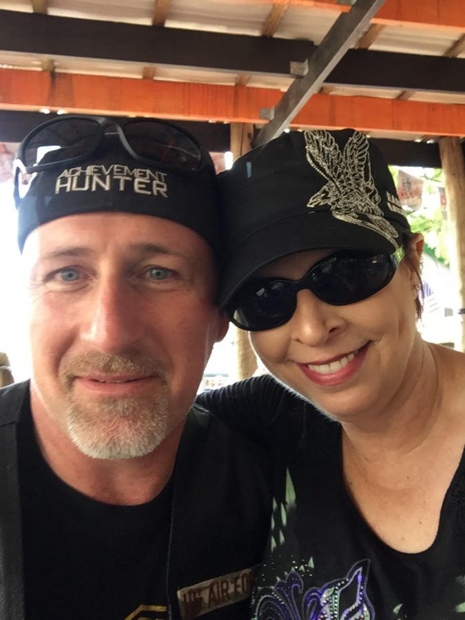 Nelson and her husband pose for a photo. One of their favorite hobbies is riding motorcycles with their friends and going out to eat afterwards.