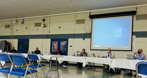 Londonderry School Board holds a meeting in the high school cafeteria on Tuesday, November 10 to discuss all schools moving to remote learning.