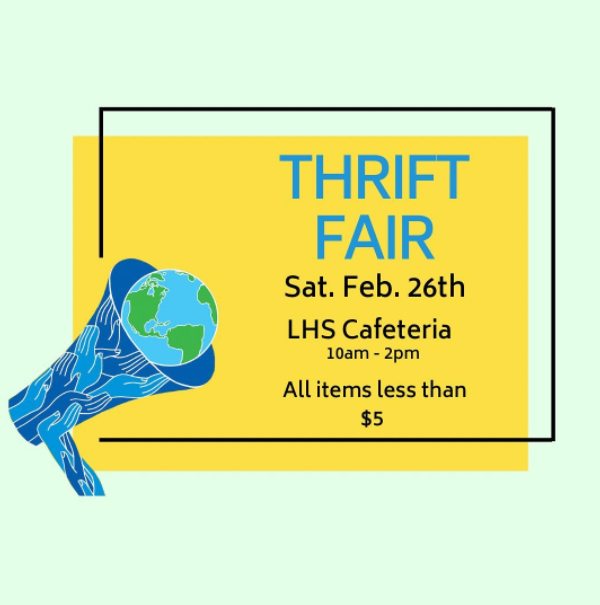 LHS's Green Council is hosting a thrift fair on Saturday, February 26 from 10 a.m. to 2 p.m.  to help reduce clothing waste and to benefit the New Horizons Soup Kitchen. 