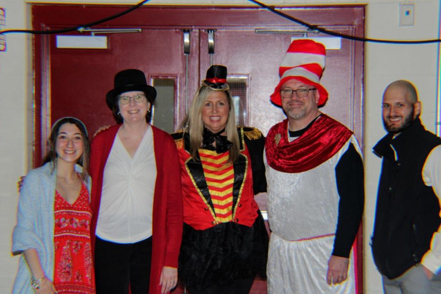 Judges (from left to right) Juliana Hamel, Mrs. Prough, Mrs. Tebbetts, Mr. Willis, and Mr. Capobianco smile before the show.