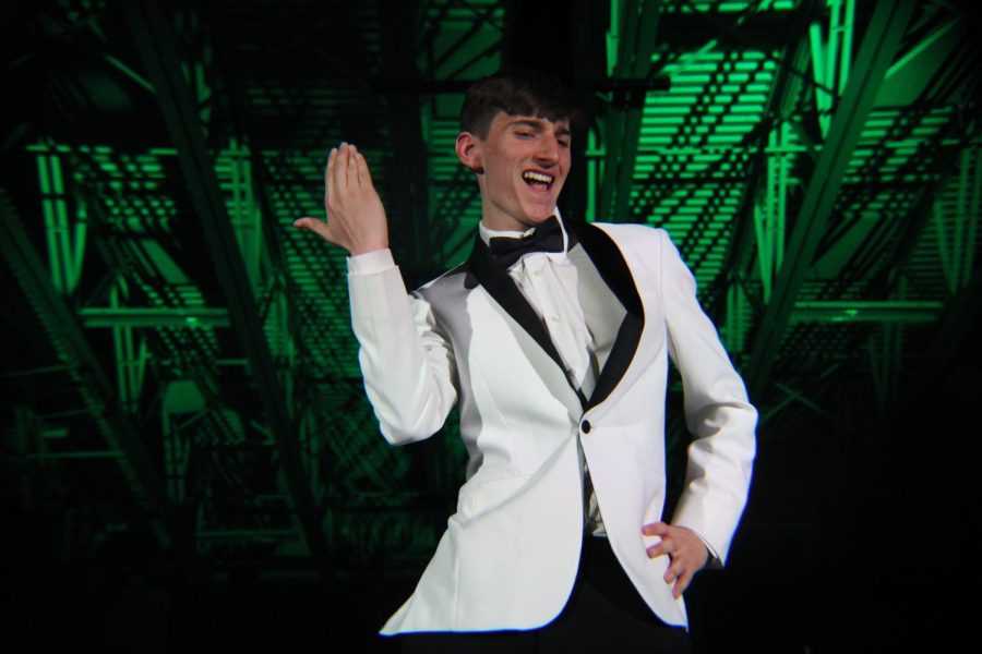 Liam White dances for the audience after being awarded second runner up.